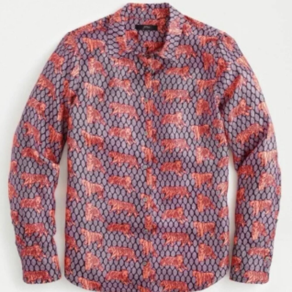NWT J Crew Collection Silk Tiger Print Button Down Blouse